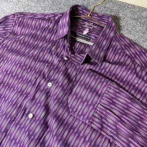 Luciano Visconti Purple Geometric Print Long Sleeve Shirt Mens XL